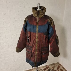 vintage maroon earthy 90s ski snowboard jacket european iridescent M